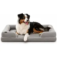 Belviona Lit pour chien en mousse à mémoire de forme orthopédique, soulageant les articulations & hydrofuge avec housse amovible, 122x89x20 cm
