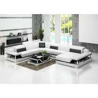 AEA Design Leder Wohnlandschaft Eck Sofa Moderne Garnitur Couch Ecke Weiß USB