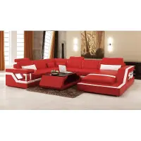 AEA Design Leder Wohnlandschaft Eck Sofa Moderne Garnitur Couch Ecke Rot USB + LED