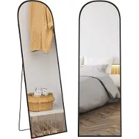 HOMCOM Miroir en pied , 161,5 x 50 cm, miroir mural avec pied pour le salon