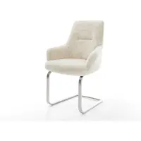 DELIFE Cantilever Zelia-Flex avec accoudoirs peluche crème-blanc pied cantilever plat acier inoxydable ressorts ensachés