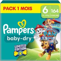 Pampers Baby-Dry Paw Patrol édition limitée (Taille 6, Pack mensuel, 164 pcs)