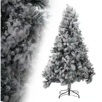 Eikuavons Arbre de Noël , 180 cm de hauteur, avec effet neige, 860 extrémités, sapin artificiel très dense, avec base en métal