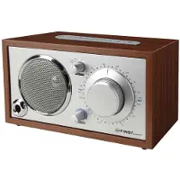 TZS First Austria Radio Retro / Radio FM de table de style rétro en bois foncé et argent, 1 haut-parleur, entrée AUX