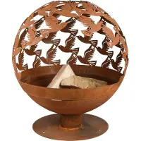 Esschert Design Coupe à feu Laser Oiseaux Brun rouille