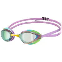 Arena Lunettes de natation unisexes Python Racing pour hommes et femmes, verres miroir antibu e, confort maximal, double sangle, vert/violet/vert