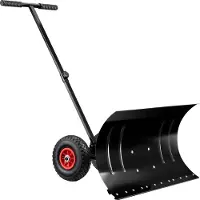 Wiltec Pelle à neige sur roues gonflables – Lame de 74 x 43 cm – Longueur poignée 100 cm – en PVC et acier – Chasse neige manuel pour déneigement