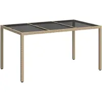 vidaXL Table de jardin beige, 150 x 90 x 75 cm, en résine tressée