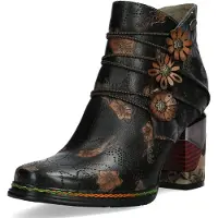 LAURA VITA Bottine pour femme , avec découpes, lanière élastique et détails floraux contrastés, modèle MAEVAO 21, taille 39 EU, couleur : gris