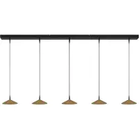 Masterlight Lampe suspendue à 5 lumières Ceppo noir avec or Ø 18cm