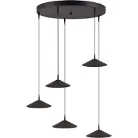 Masterlight Lampe suspendue à 5 lumières Ceppo Noir Ø rond 22cm