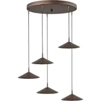 Masterlight Lampe suspendue à 5 lumières Ceppo Brun cacao Ø 22cm rond