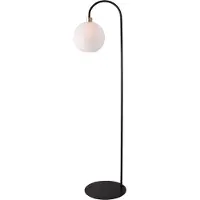 Masterlight Lampe de pied Lazise noir avec or et verre blanc