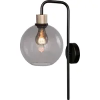 Masterlight Lampe murale Lazise Noir avec verre fumé doré