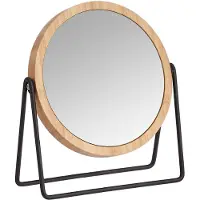 Amazon Basics A. Base ronde, plateau de table, miroir de maquillage avec cadre en bambou, grossissement
