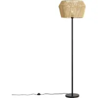 QAZQA Lampadaire noir avec abat-jour en corde de papier beige 50/50/30 - Simplo