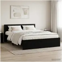 vidaXL Cadre de lit avec tête de lit noir aspect chêne 160 x 200 cm