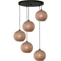 Masterlight Lampe suspendue à 5 lumières Corda rotin Ø rond 20 cm