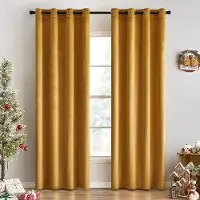 Benza Ibenzoa : Lot de 2 rideaux occultants en velours, avec œillets, isolants thermiquement et réduisant les nuisances sonores, couleur orange, 140 x 245 cm – pour chambre à coucher et salon