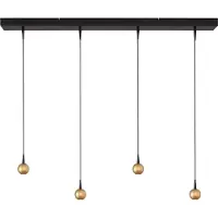 Masterlight Lampe suspendue à 4 lumières Talana noir avec or Ø 6cm DTW