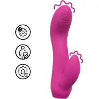 Loveline - mini vibromasseur incurvé avec lapin (rose)