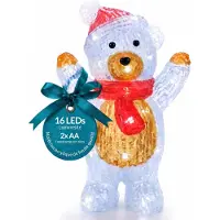 Deuba Figurine lumineuse LED acrylique Nounours Noël