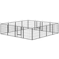 PawHut Parc pour chiots , 16 pièces, hauteur 80 cm, parc pliable avec porte, gris