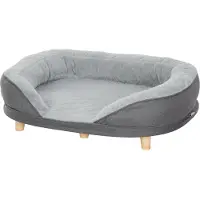 PawHut Canapé pour chien , canapé pour animaux avec dossier et pieds en bois, gris