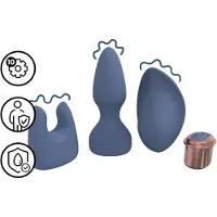 Loveline - set de vibromasseur à têtes interchangeables (bleu-gris)