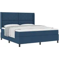 vidaXL Lit boxspring avec matelas avec tête de lit bleu 180 x 200 cm Tissu