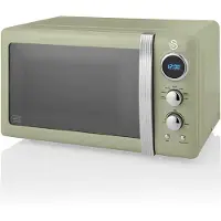 Swan SM22030GNEU Micro-ondes Rétro Numérique 20L, 5 niveaux de puissance, décongélation, minuterie Vert