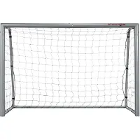 SPORTNOW But de football avec filet PE, but de football pour enfants et adultes, 240 x 85 x 160 cm, acier, PE, pour jardin, entraînement de football, gris