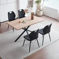 Sonstiges Table de salle à manger avec 4 chaises, ensemble pour salle à manger, couleur marron clair/noir, dimensions 140x78x77 cm