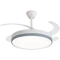 Htw Ventilateur De Plafond Avec Pales Rétractables, 65 W, 6 Vitesses, Blanc, ø106 Cm