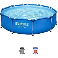 Bestway Piscine Hors Sol Tubulaire Steel Pro, 305 x 76 cm, Ronde, Avec Pompe de Filtration, 4678L