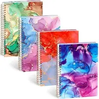 OEM Dailygoods - Cahier à spirales A5 - Lot de 4 - 80 feuilles - Couverture rigide - Étanche - 21 x 15 cm - Design durable - Cahier