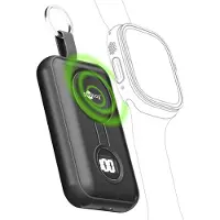 Goobay Chargeur sans fil pour Apple Watch et AirPods, mini-chargeur, 5 W, 2 500 mAh, avec porte-clés