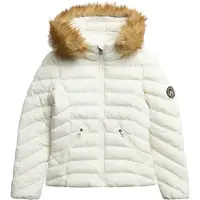 Superdry Femme Doudoune Fuji à Capuche Fourrure Synthétique White Taille: 40