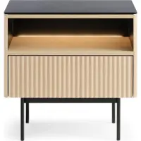 3Xeliving Table de chevet, en bois imitation chêne Vicenza, dimensions : 57 x 39 cm