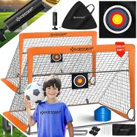 Kesser : Ensemble de 2 buts de football, antidérapants, comprenant des cônes, une cible, une sacoche de sport et une pompe à ballon