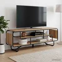 Prolenta Meuble TV exclusif - Dimensions : 140 x 36 x 45 cm - Fabriqué en bois composite imitation chêne
