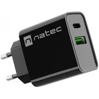 Natec Chargeur USB RIBERA USB-A + USB-C 20 W PD Noir