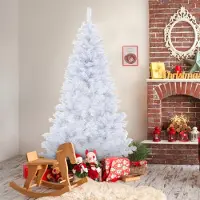 Peviasot Arbre de Noël artificiel , 150 cm, blanc, avec 400 extrémités de branches, en PVC, avec support en métal