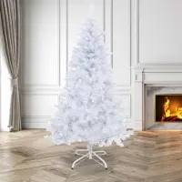 Eikuavons , sapin de Noël artificiel, 150 cm, blanc, avec 400 extrémités de branches, en PVC, avec support en métal