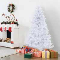 Peviasot Arbre de Noël artificiel , 180 cm, blanc, avec 650 extrémités de branches, en PVC, avec support en métal