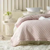 Merkloos Omgoods - Couverture de lit élégante "Molly", rose poudré, 200 x 220 cm - Couverture décorative pour lit et canapé