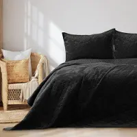Merkloos Couverture de lit 260x280 cm - Motif géométrique noir