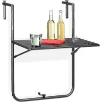 Merkloos Table de balcon pliante, avec hauteur réglable et aspect rotin