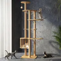 Merkloos Arbre à chat robuste de 183 cm, avec un poteau en jute pour faire ses griffes et 4 cachettes