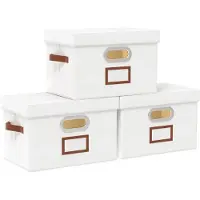 Merkloos Lot de 3 boîtes pliables en tissu avec couvercle, dimensions : 45 x 30 x 30 cm